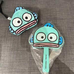 New Sanrio Kawaii Hangyodon Fashion Sweet Hand Mirror & Coin Purse Set Cute~
